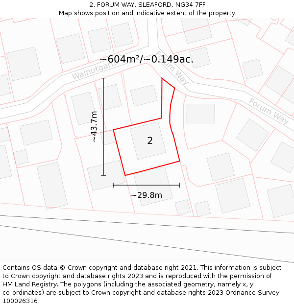 2, FORUM WAY, SLEAFORD, NG34 7FF: Plot and title map