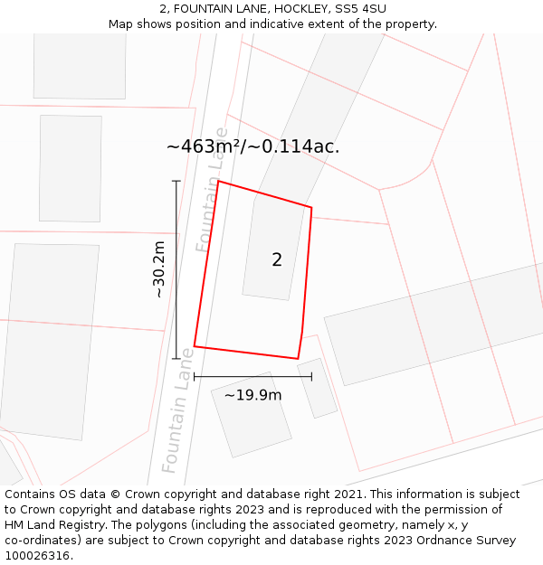 2, FOUNTAIN LANE, HOCKLEY, SS5 4SU: Plot and title map