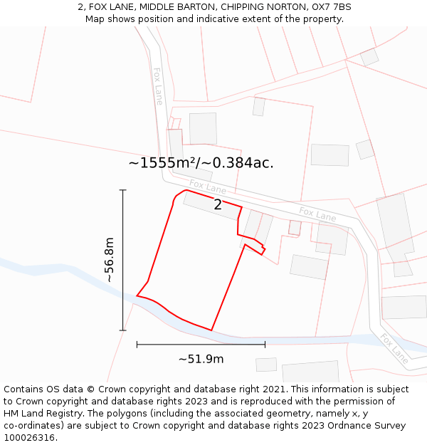 2, FOX LANE, MIDDLE BARTON, CHIPPING NORTON, OX7 7BS: Plot and title map