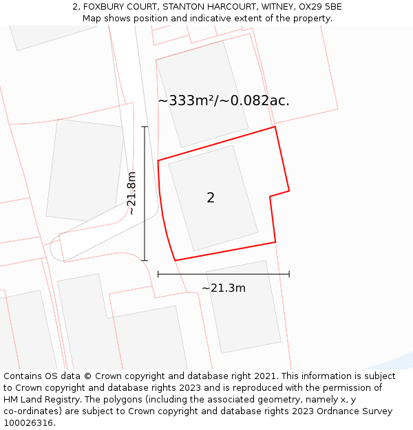 2, FOXBURY COURT, STANTON HARCOURT, WITNEY, OX29 5BE: Plot and title map