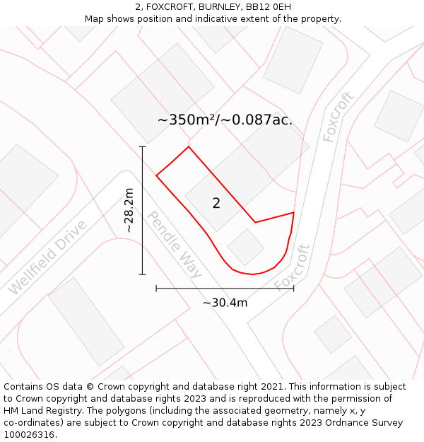 2, FOXCROFT, BURNLEY, BB12 0EH: Plot and title map