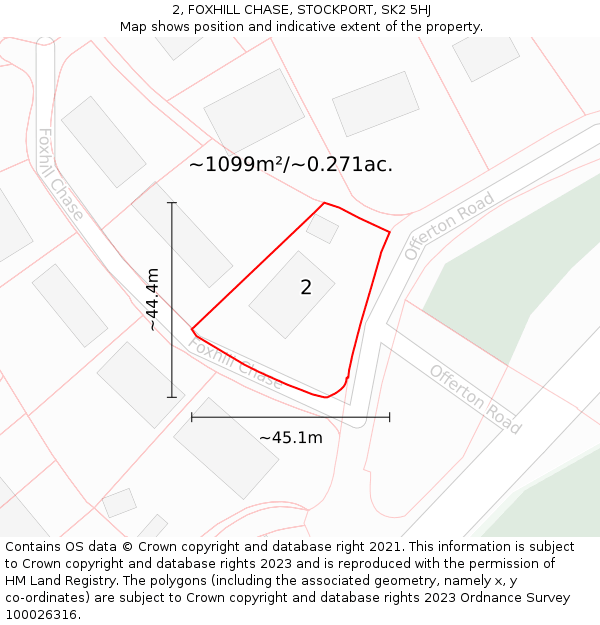 2, FOXHILL CHASE, STOCKPORT, SK2 5HJ: Plot and title map