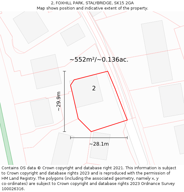 2, FOXHILL PARK, STALYBRIDGE, SK15 2GA: Plot and title map