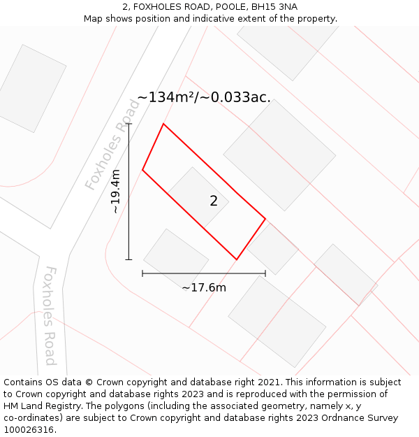 2, FOXHOLES ROAD, POOLE, BH15 3NA: Plot and title map