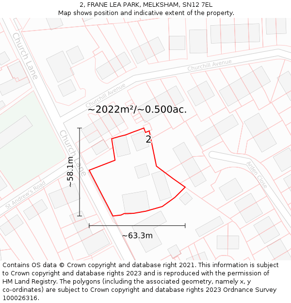 2, FRANE LEA PARK, MELKSHAM, SN12 7EL: Plot and title map