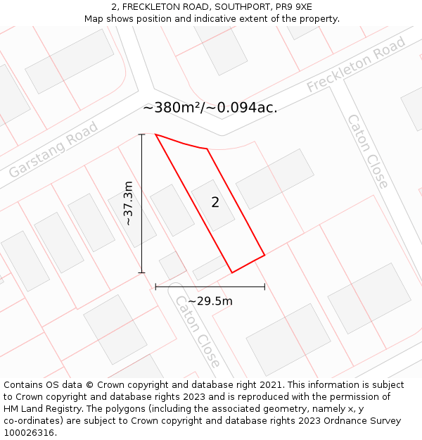 2, FRECKLETON ROAD, SOUTHPORT, PR9 9XE: Plot and title map