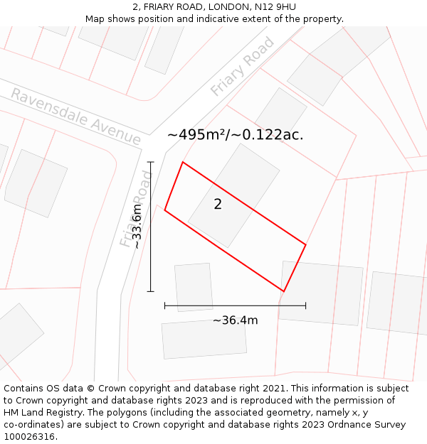 2, FRIARY ROAD, LONDON, N12 9HU: Plot and title map