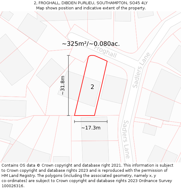 2, FROGHALL, DIBDEN PURLIEU, SOUTHAMPTON, SO45 4LY: Plot and title map