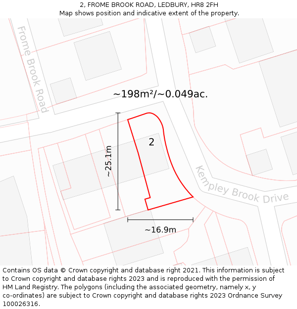 2, FROME BROOK ROAD, LEDBURY, HR8 2FH: Plot and title map