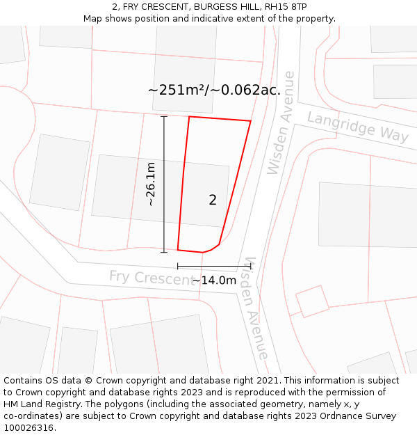 2, FRY CRESCENT, BURGESS HILL, RH15 8TP: Plot and title map