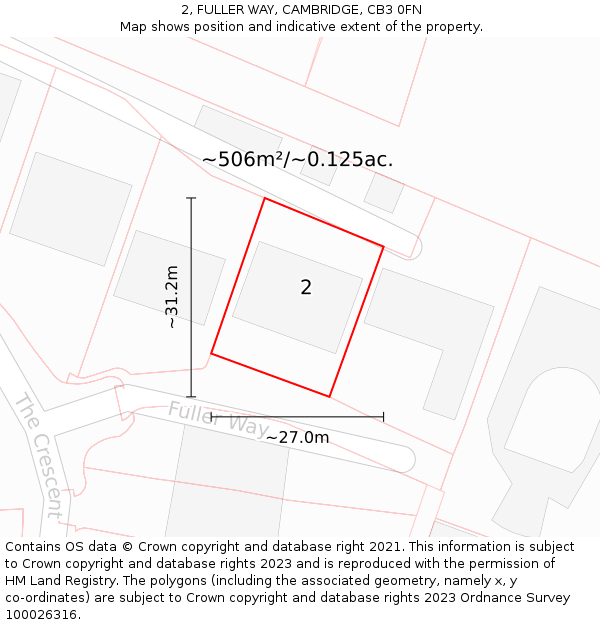 2, FULLER WAY, CAMBRIDGE, CB3 0FN: Plot and title map