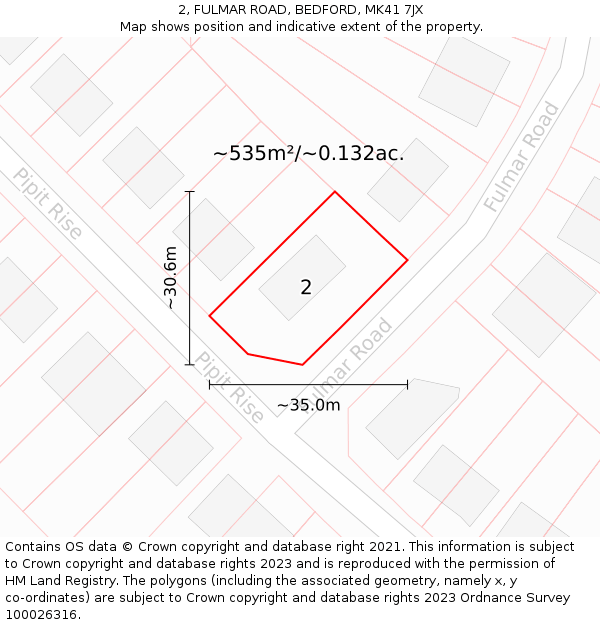 2, FULMAR ROAD, BEDFORD, MK41 7JX: Plot and title map