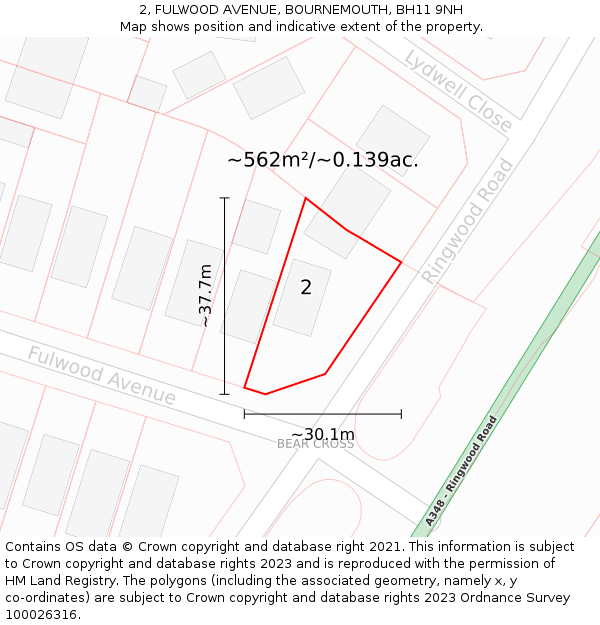 2, FULWOOD AVENUE, BOURNEMOUTH, BH11 9NH: Plot and title map