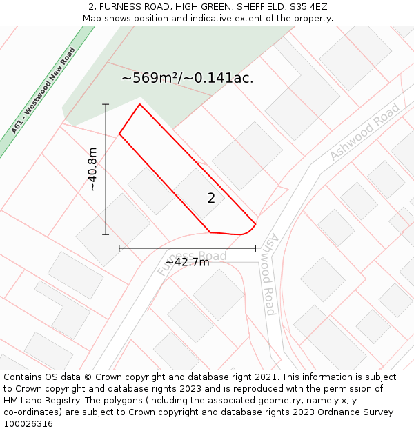2, FURNESS ROAD, HIGH GREEN, SHEFFIELD, S35 4EZ: Plot and title map
