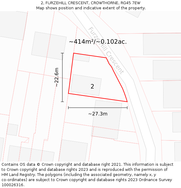 2, FURZEHILL CRESCENT, CROWTHORNE, RG45 7EW: Plot and title map