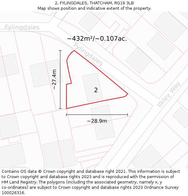 2, FYLINGDALES, THATCHAM, RG19 3LB: Plot and title map