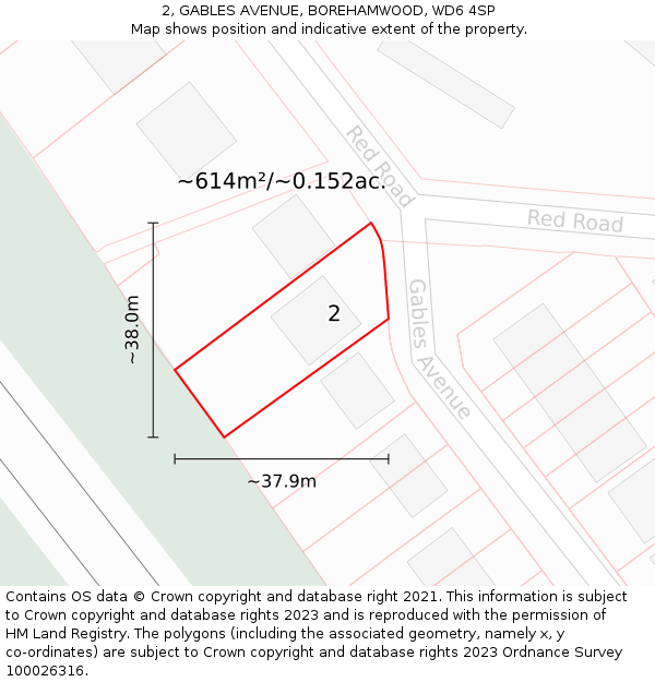 2, GABLES AVENUE, BOREHAMWOOD, WD6 4SP: Plot and title map