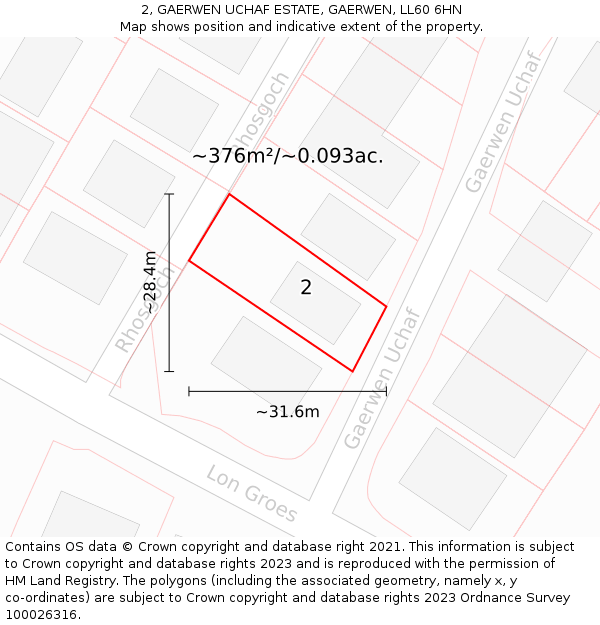 2, GAERWEN UCHAF ESTATE, GAERWEN, LL60 6HN: Plot and title map