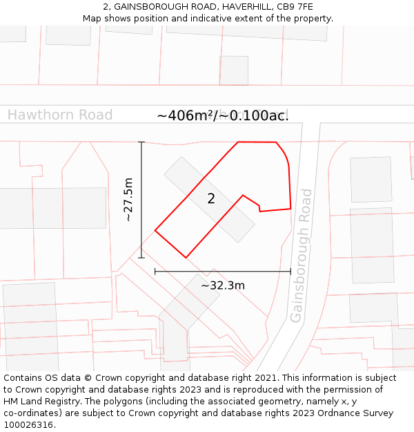 2, GAINSBOROUGH ROAD, HAVERHILL, CB9 7FE: Plot and title map