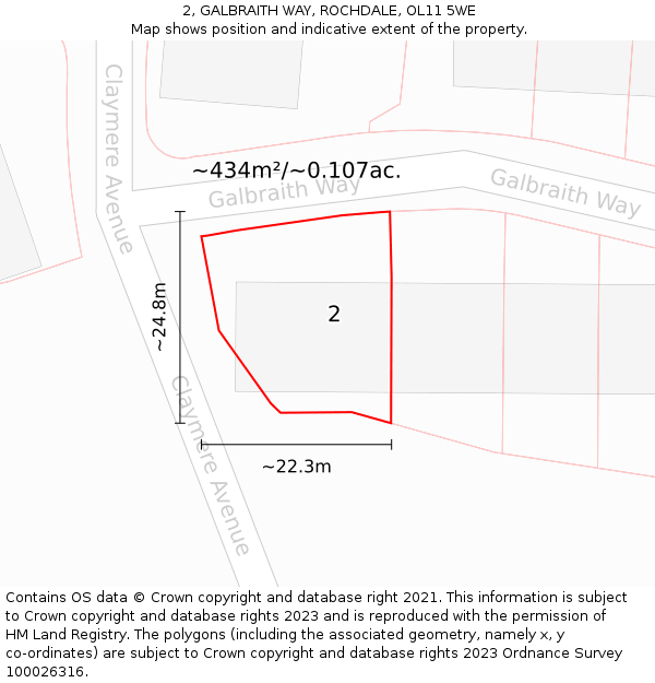 2, GALBRAITH WAY, ROCHDALE, OL11 5WE: Plot and title map