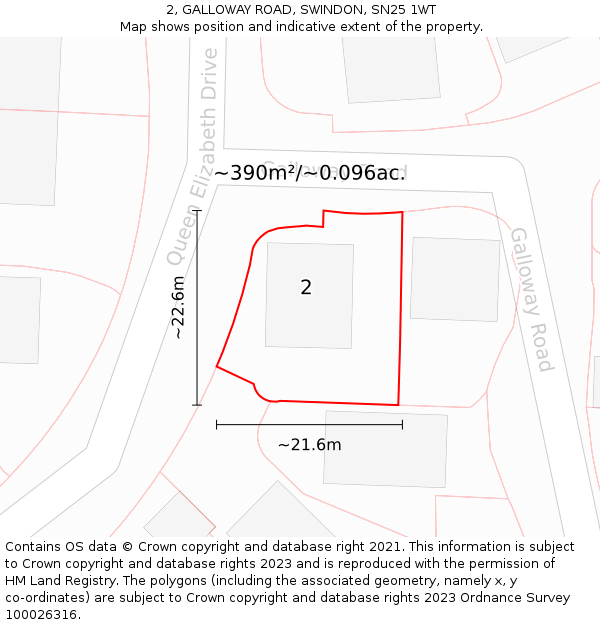 2, GALLOWAY ROAD, SWINDON, SN25 1WT: Plot and title map