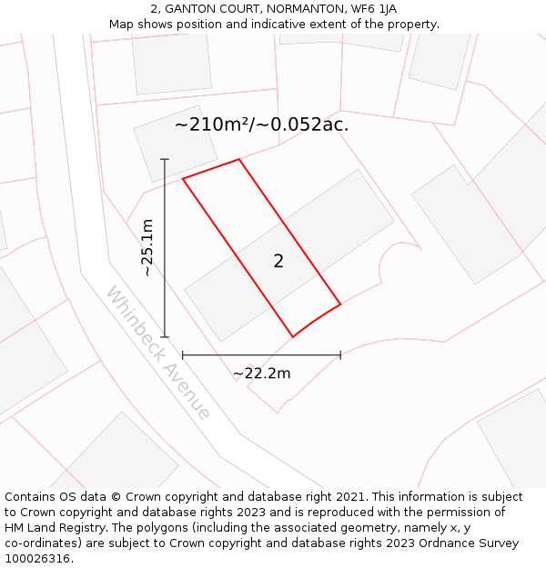 2, GANTON COURT, NORMANTON, WF6 1JA: Plot and title map