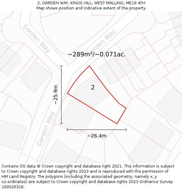 2, GARDEN WAY, KINGS HILL, WEST MALLING, ME19 4FH: Plot and title map