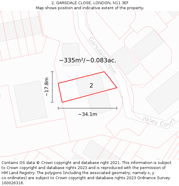 2, GARSDALE CLOSE, LONDON, N11 3EF: Plot and title map