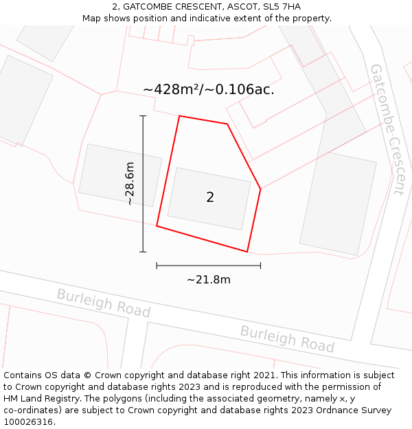 2, GATCOMBE CRESCENT, ASCOT, SL5 7HA: Plot and title map