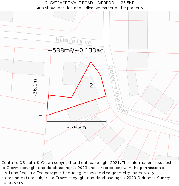 2, GATEACRE VALE ROAD, LIVERPOOL, L25 5NP: Plot and title map