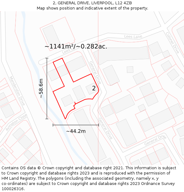 2, GENERAL DRIVE, LIVERPOOL, L12 4ZB: Plot and title map