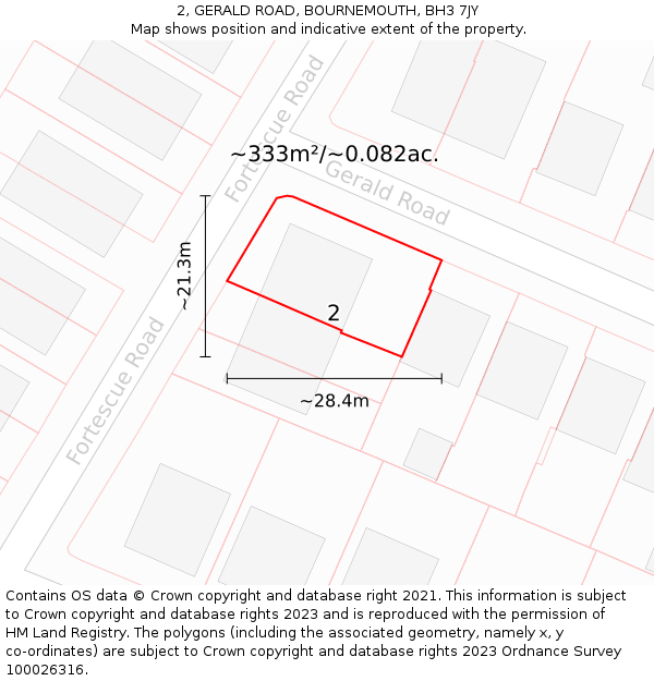 2, GERALD ROAD, BOURNEMOUTH, BH3 7JY: Plot and title map