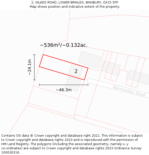 2, GILKES ROAD, LOWER BRAILES, BANBURY, OX15 5FP: Plot and title map