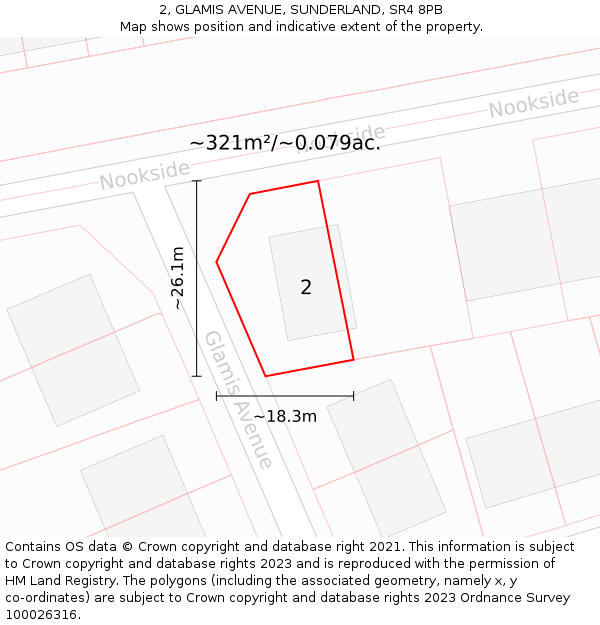 2, GLAMIS AVENUE, SUNDERLAND, SR4 8PB: Plot and title map