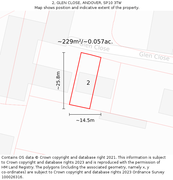 2, GLEN CLOSE, ANDOVER, SP10 3TW: Plot and title map