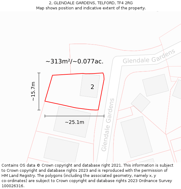 2, GLENDALE GARDENS, TELFORD, TF4 2RG: Plot and title map