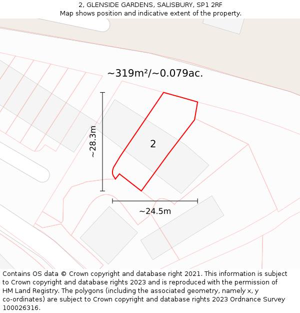 2, GLENSIDE GARDENS, SALISBURY, SP1 2RF: Plot and title map