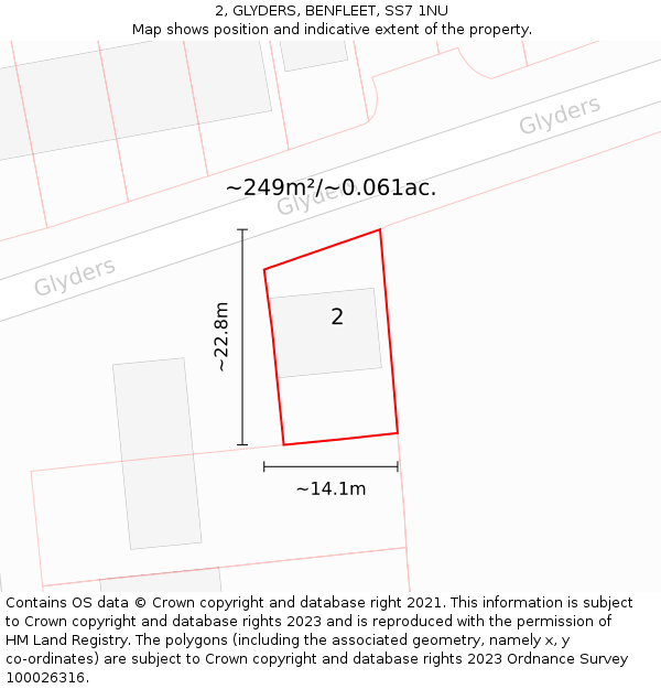 2, GLYDERS, BENFLEET, SS7 1NU: Plot and title map