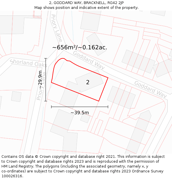 2, GODDARD WAY, BRACKNELL, RG42 2JP: Plot and title map