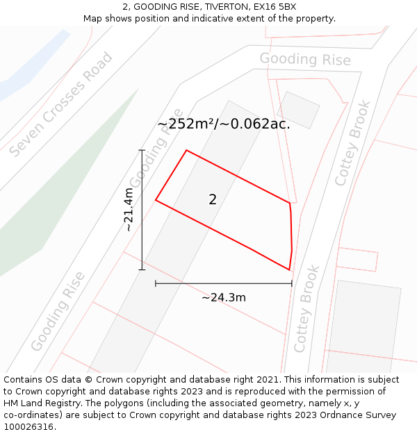 2, GOODING RISE, TIVERTON, EX16 5BX: Plot and title map