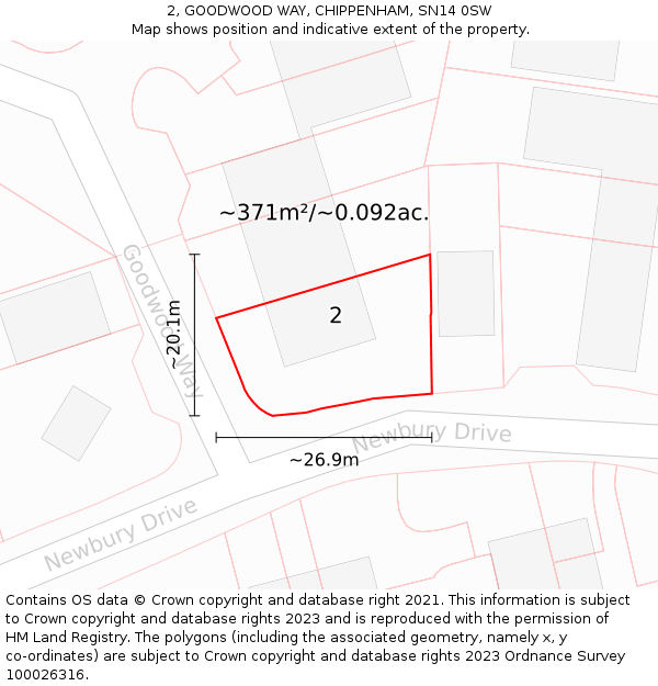 2, GOODWOOD WAY, CHIPPENHAM, SN14 0SW: Plot and title map