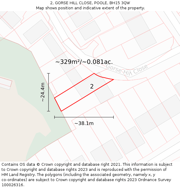 2, GORSE HILL CLOSE, POOLE, BH15 3QW: Plot and title map