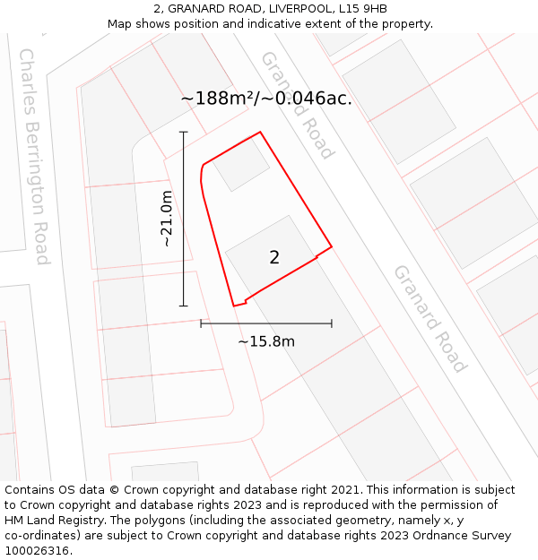 2, GRANARD ROAD, LIVERPOOL, L15 9HB: Plot and title map