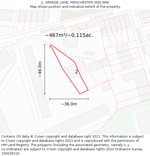 2, GRANGE LANE, MANCHESTER, M20 6RW: Plot and title map