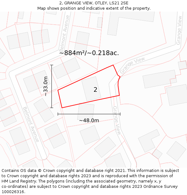 2, GRANGE VIEW, OTLEY, LS21 2SE: Plot and title map