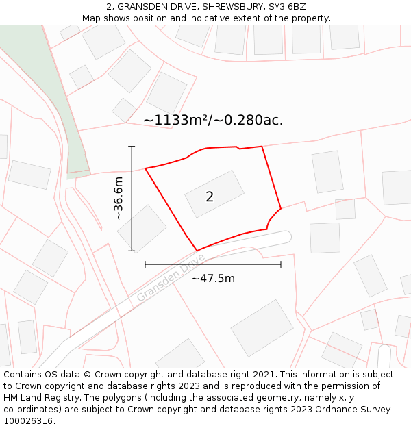 2, GRANSDEN DRIVE, SHREWSBURY, SY3 6BZ: Plot and title map