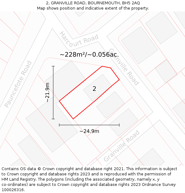 2, GRANVILLE ROAD, BOURNEMOUTH, BH5 2AQ: Plot and title map