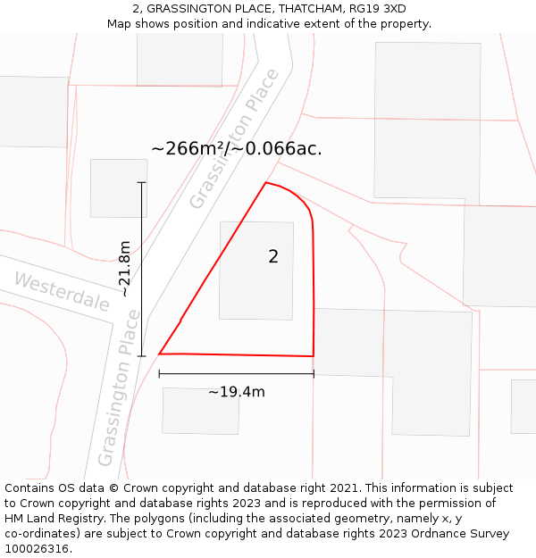 2, GRASSINGTON PLACE, THATCHAM, RG19 3XD: Plot and title map