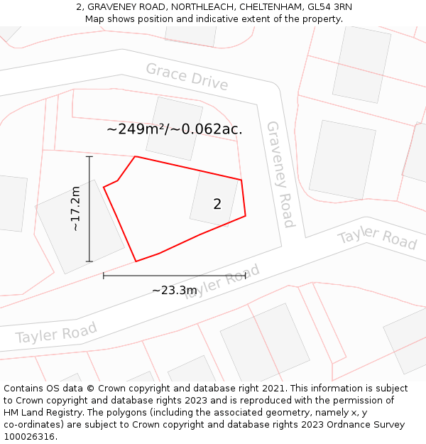 2, GRAVENEY ROAD, NORTHLEACH, CHELTENHAM, GL54 3RN: Plot and title map