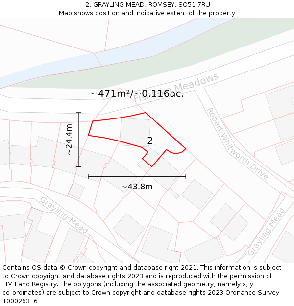 2, GRAYLING MEAD, ROMSEY, SO51 7RU: Plot and title map